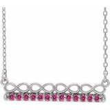 Platinum Natural Pink Tourmaline Infinity-Inspired Bar 16" Necklace
