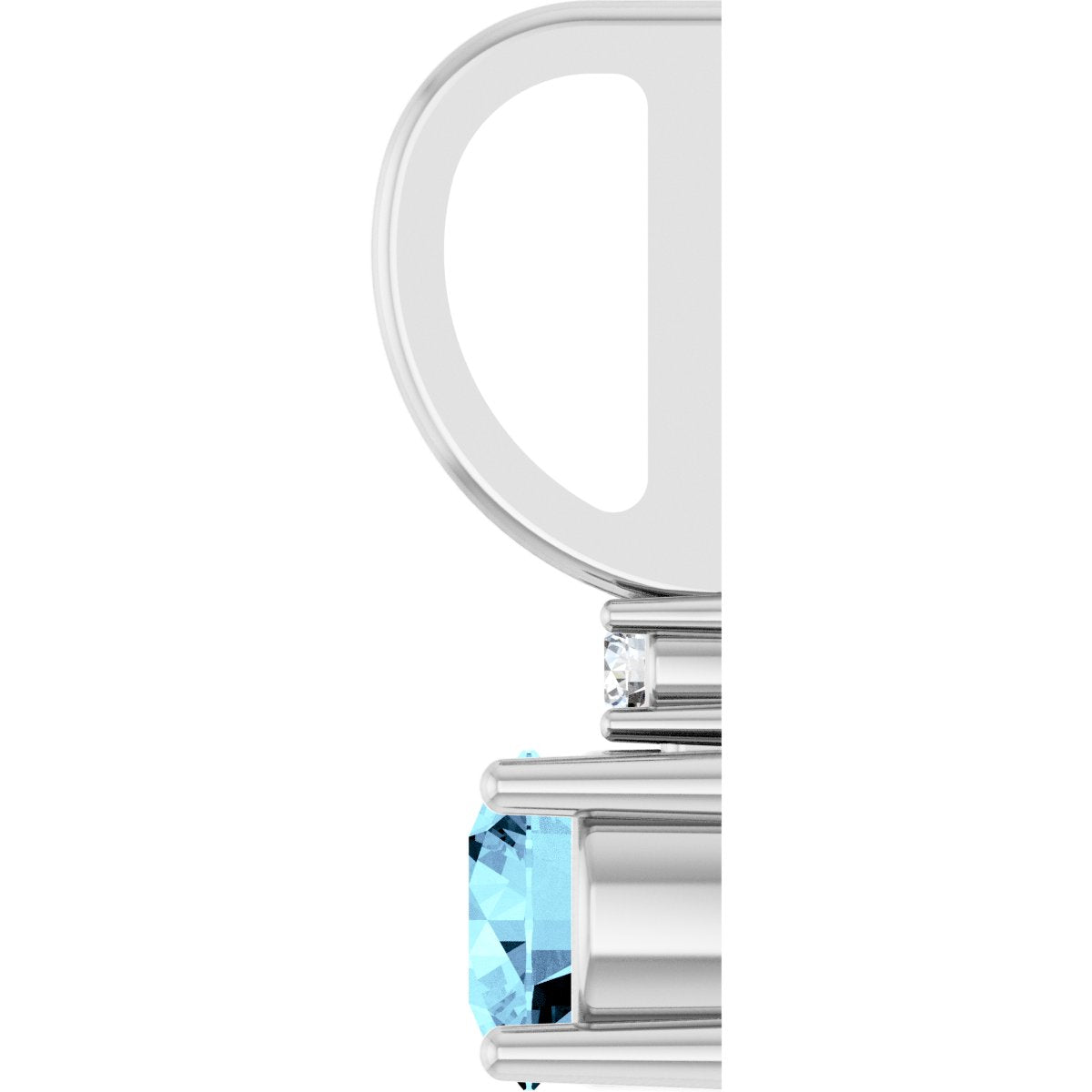 Platinum Natural Aquamarine & .015 CT Natural Diamond Charm/Pendant