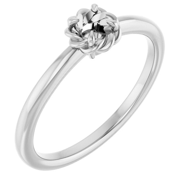 Sterling Silver 4 mm Round Solitaire Rope Ring Mounting
