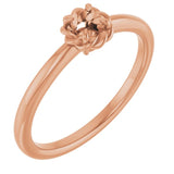 14K Rose 4 mm Round Solitaire Rope Ring Mounting
