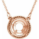 14K Rose 10 mm Round Halo-Style 16" Necklace Mounting