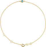 14K Yellow Gold Natural Blue Zircon Bezel-Set Solitaire 6 1/2-7 1/2" Bracelet