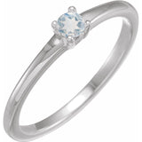 14K White Natural Blue Sheen Moonstone Ring
