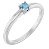 14K White Natural Sky Blue Topaz Ring