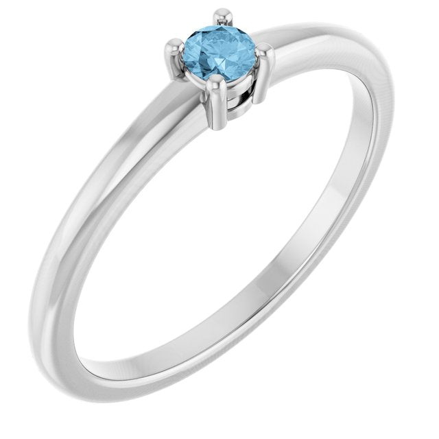 14K White Natural Sky Blue Topaz Ring