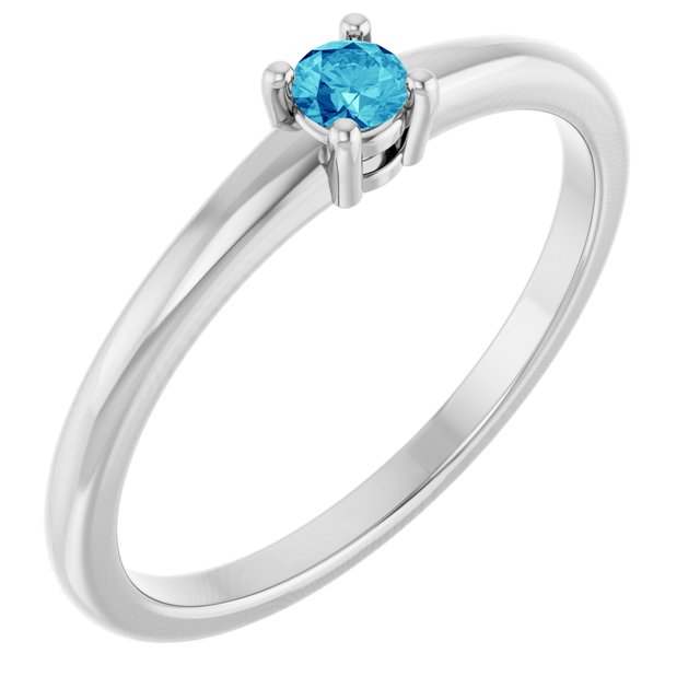 Sterling Silver Natural Blue Zircon Ring