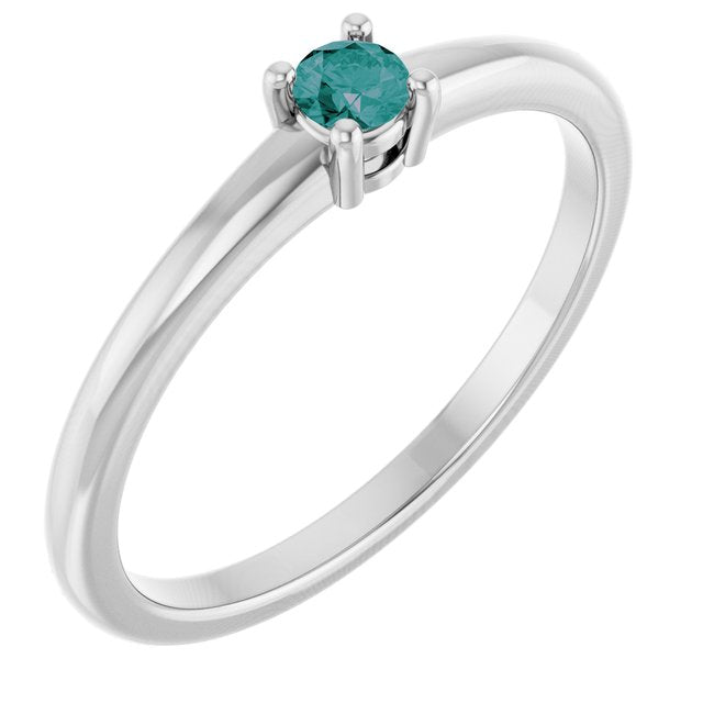 14K White Lab-Grown Alexandrite Ring