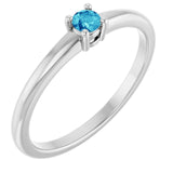 Platinum Natural Blue Zircon Ring