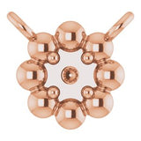 10K Rose 2 mm Round Beaded Youth Necklace Center Mounting