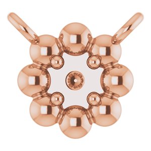 10K Rose 2 mm Round Beaded Youth Necklace Center Mounting