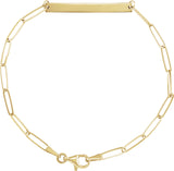 14K Yellow Gold Engravable Bar 7" Bracelet