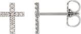 14K White Gold .05 CTW Natural Diamond Cross Earrings