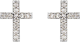 14K White Gold .05 CTW Natural Diamond Cross Earrings