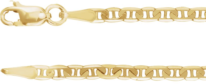14K Yellow Gold 2.25 mm Curbed Anchor 18" Chain