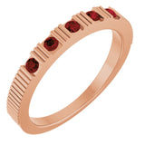 14K Rose Natural Mozambique Garnet Stackable Ring