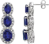 Three-Stone Halo-Style Earrings