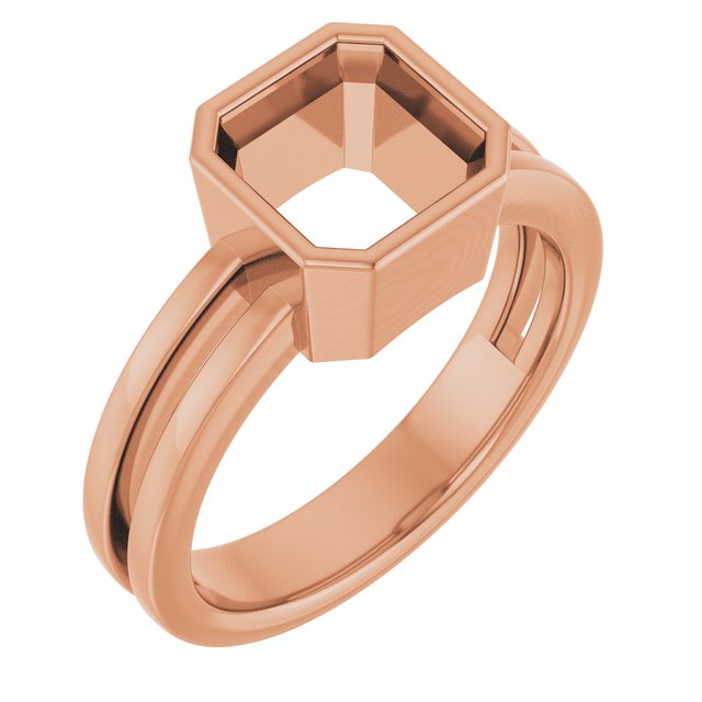 10K Rose 7 mm Asscher Ring Mounting