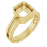 14K Yellow 7 mm Asscher Ring Mounting