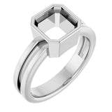 14K White 7 mm Asscher Ring Mounting