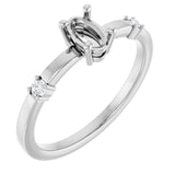 Sterling Silver 6x4 mm Oval .05 CTW Natural Diamond Semi-Set Ring