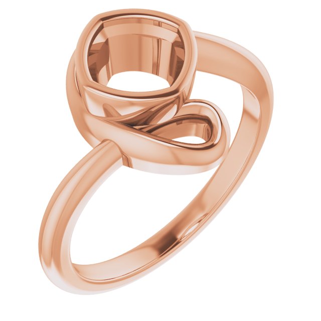 14K Rose 6 mm Cushion Ring Mounting