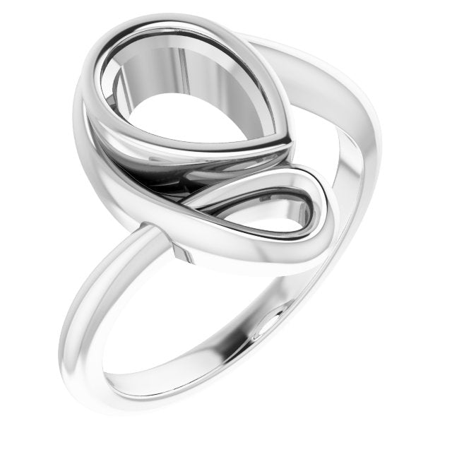 10K White 9x6 mm Pear Ring Mounting