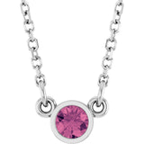 Platinum Natural Pink Tourmaline Solitaire 16" Necklace