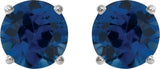 14K White Gold 5 mm Lab-Grown Blue Sapphire Earrings