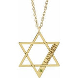10K Yellow Personalized Imitation Peridot Star of David 18" Necklace