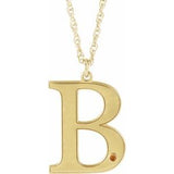 10K Yellow Engravable Imitation Citrine Initial B 18" Necklace