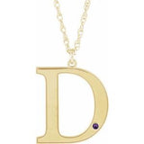 10K Yellow Engravable Imitation Amethyst Initial D 18" Necklace