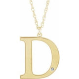 14K Yellow Gold-Plated Sterling Silver Engravable Imitation Diamond Initial D 18" Necklace