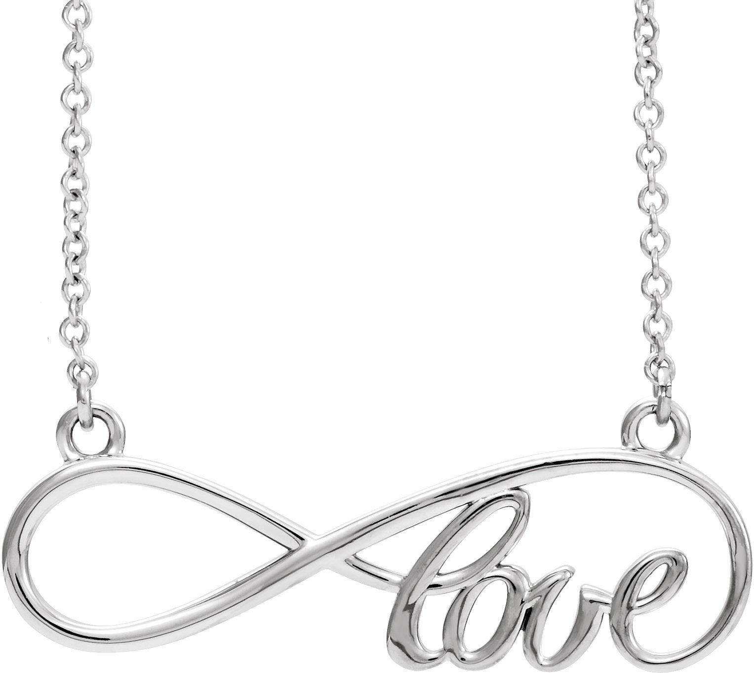 14K White Gold 27.5x8.4 mm Infinity-Inspired Love 17" Necklace