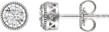 14K White Gold Natural White Sapphire Stud Earrings