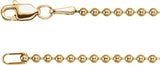 14K Yellow Gold 1.8 mm Hollow Bead 18" Chain