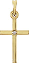 14K Yellow Gold .01 CT Natural Diamond Cross Pendant