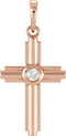 14K Rose Gold .06 CT Natural Diamond Cross Pendant