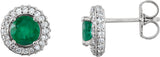 Round 4-Prong Halo-Style Earrings