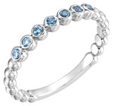 14K White Gold Natural Aquamarine Stackable Ring