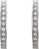 14K White Gold 3/4 CTW Natural Diamond Inside-Outside 18 mm Hoop Earrings