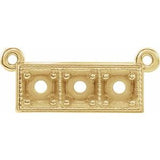 10K Yellow 3 mm Round Three-Stone Granulated Bar Necklace Center
