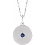 Platinum Lab-Grown Blue Sapphire Disc 16-18" Necklace