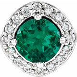 Sterling Silver Lab-Grown Emerald & .08 CTW Natural Diamond Pendant