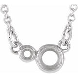 14K White 3 mm Round Accented Bezel-Set 18" Necklace Mounting