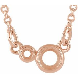 14K Rose 3 mm Round Accented Bezel-Set 16" Necklace Mounting
