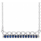 Platinum Natural Blue Sapphire Infinity-Inspired Bar 16" Necklace