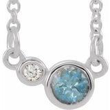 Platinum Natural Aquamarine & .02 CTW Natural Diamond 16" Necklace