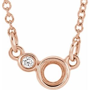 14K Rose 3 mm Round .02 CTW Natural Diamond Semi-Set 18" Necklace