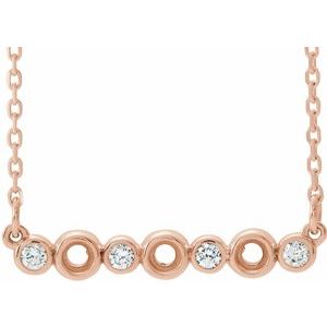 14K Rose .08 CTW Natural Diamond Semi-Set Bezel-Set Bar 16-18" Necklace