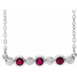 Platinum Natural Ruby & .08 CTW Natural Diamond Bezel-Set 16-18" Necklace